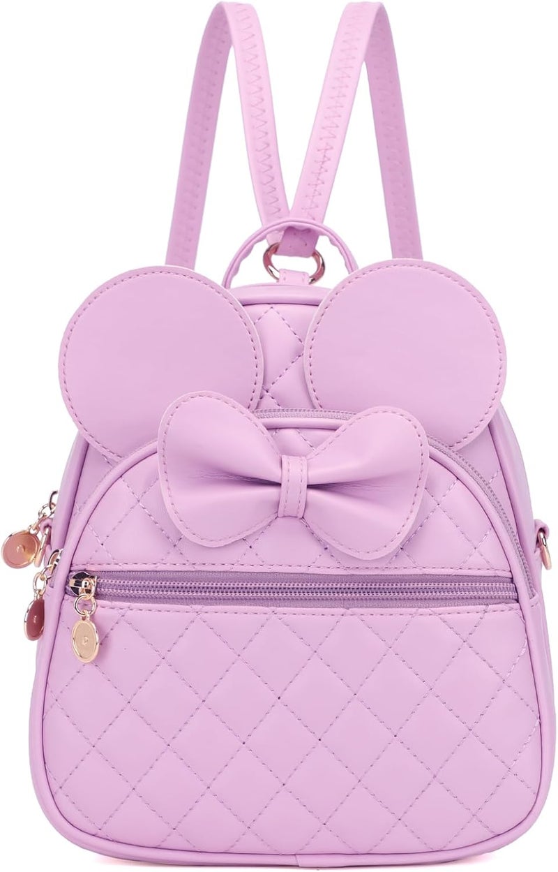 KL928 Girls Mini Backpack Bowknot Polka Dot Cute Small Daypacks Convertible Shoulder Bag Purse for Women - Image 1